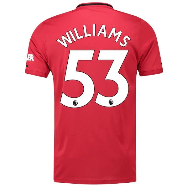 Camiseta Manchester United NO.53 Williams Primera equipación 2019-2020 Rojo